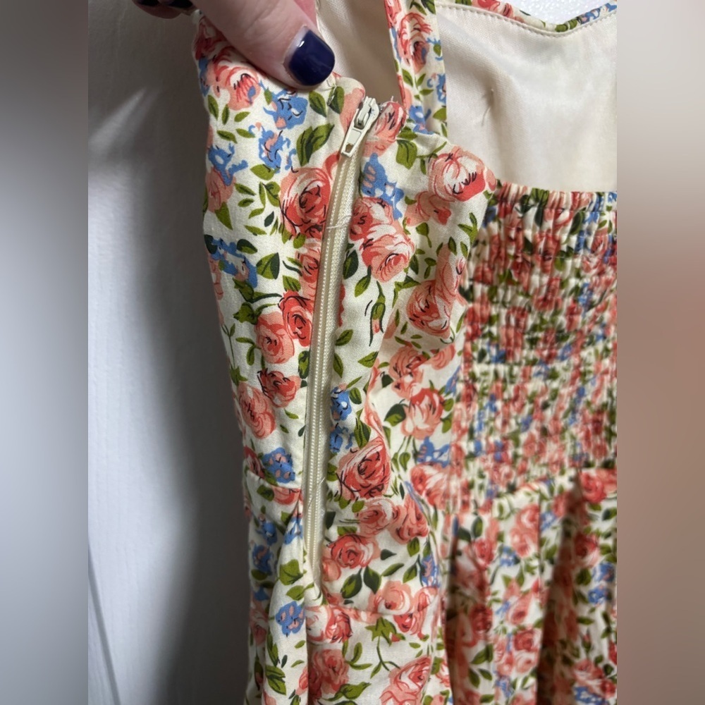 Floral Cottagecore Sundress Vintage-Inspired Fit & Flare Dress Girls 9/10 - Picture 4 of 6